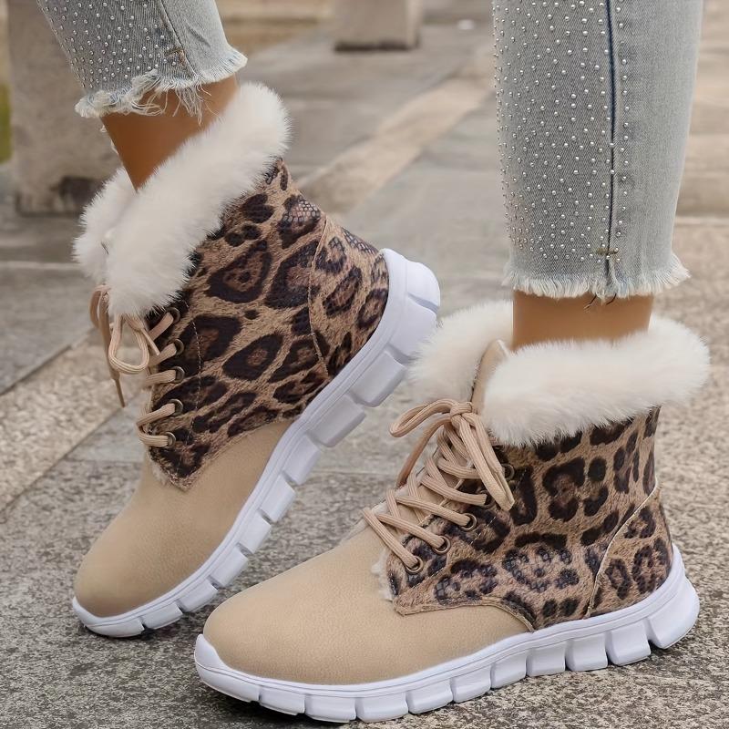 Women's Winter Furry Slip-Resistant Platform Sneakers/Boots - Thick Platform Height Increase