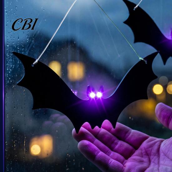 Cool Halloween Bat Patterns 12 Pcs Hanging Bats Decorations with Glowing Eyes, 3D Realistic Spooky Premium Material Decor Fake Flying for Haunted