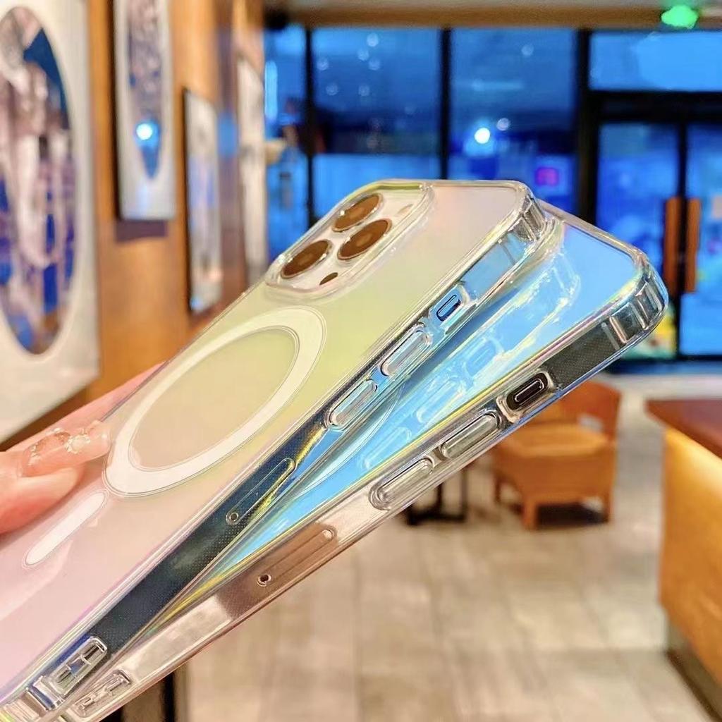 Colorful Magnetic Phone Case Suitable for IPhone14ProMax Gradient Protective Case Apple 15 Acrylic