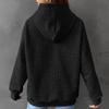 2023 Women's Waffle Knit Hooded Sweatshirt - Loose Fit, Long Sleeve, Letter Print, European Size (Autumn/Winter Collection)