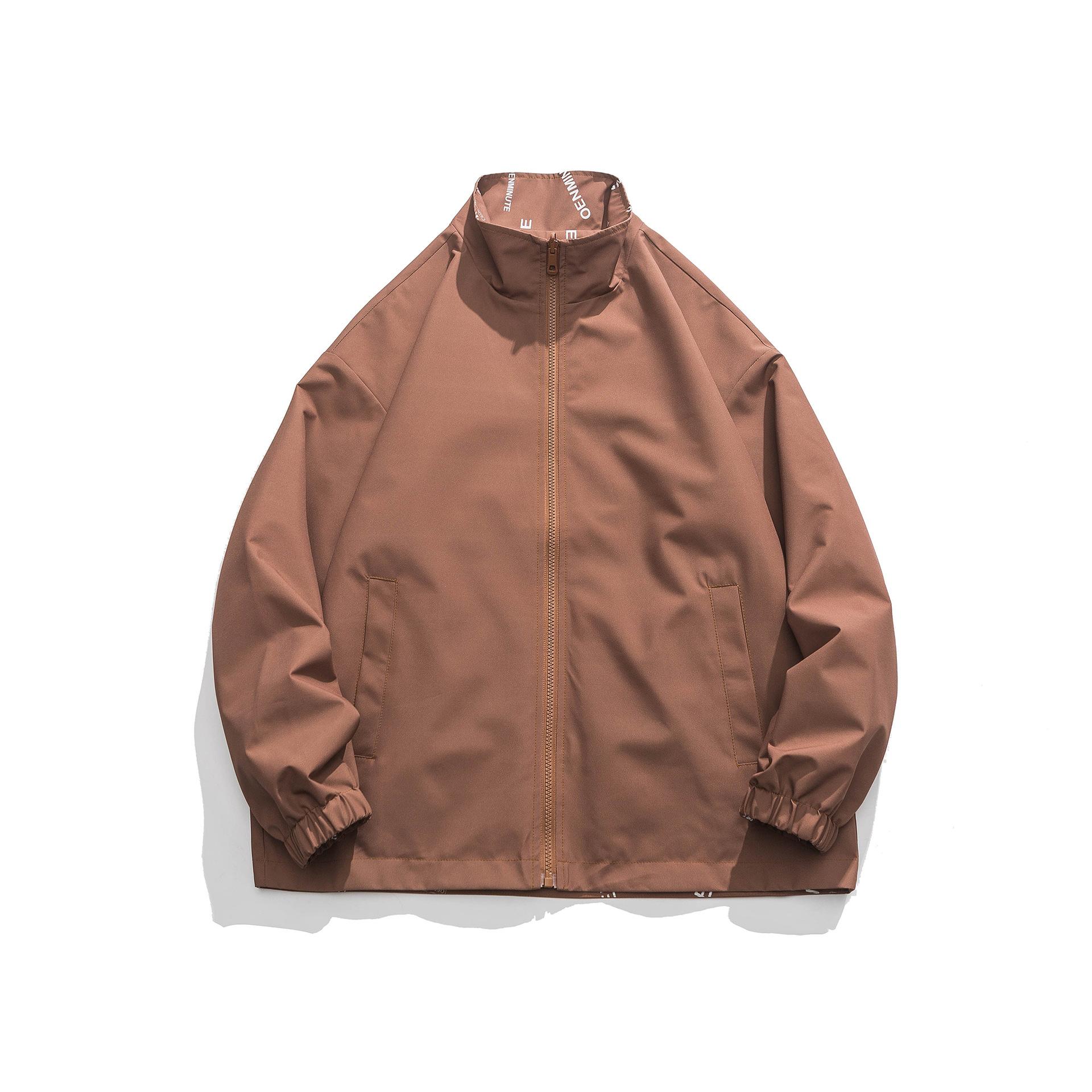 

Double-sided Stand-up Collar Jacket for Men s Spring and Autumn Thin Loose Casual Men s Jacket Versatile 4XL коричневый