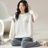 Autumn Winter Waffle Cotton Pajamas for Women Long Sleeves Home Wear Casual Sports Pijamas Round Collar Woman Sleepwear