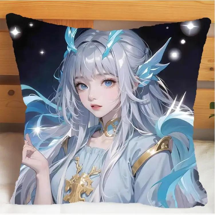 Arena of Valor Honor of Kings Xi Shi Polštář a Povlak na polštář Potah na polštářek Oboustranný tisk Plyšové Dekorační polštáře 40x40cm