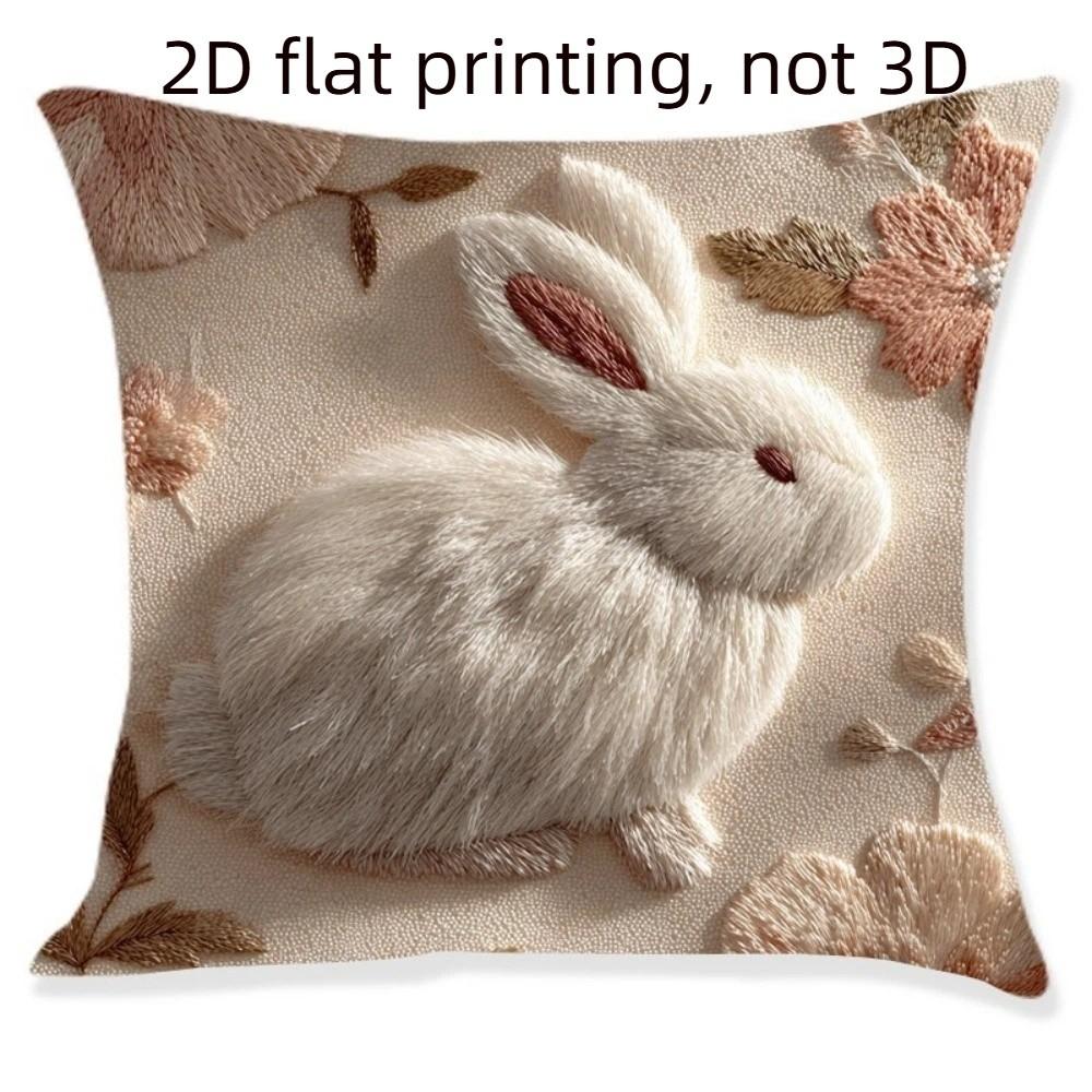 Animal Print Bunny Cushion Cover 2D Flat Pillow Towel Throw Pillowcases  Living Room Style D