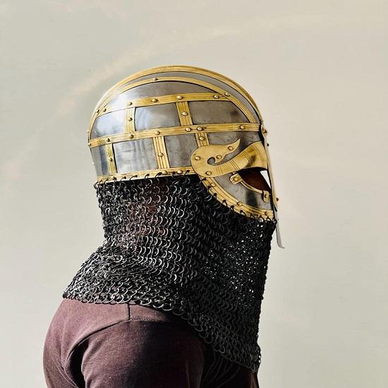 Vandal Medusa Helmet Chainmail Hand forged Armor Helmet  Viking Chainmail steel and brass Helmet  Best Gift