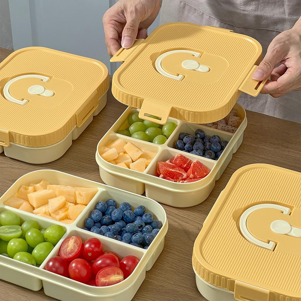 Reusable Plastic Lunch Container With Compartment Portable Sealed Lunch Box School Picnic Fruit Salad Bento Box Microwave Safe