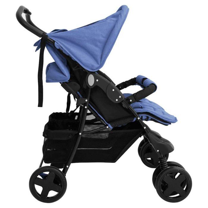 VidaXL Poussette à Deux Places Landau Pliable de Vayage Poussette de Voyage pour Tout-petit Extérieur Protection contre 10344
