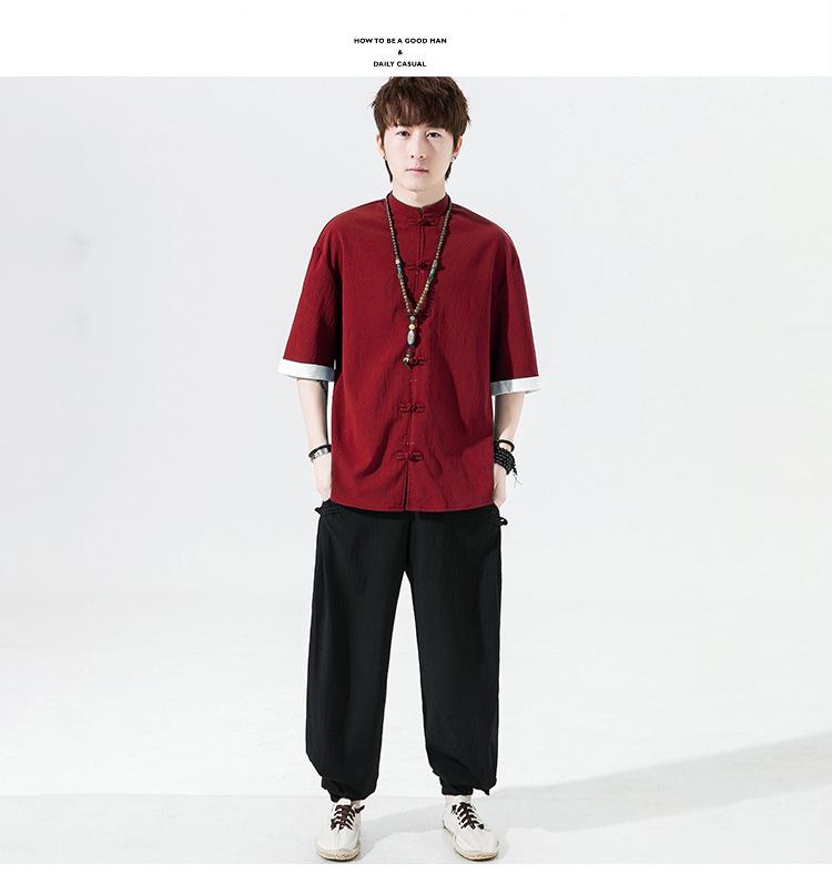 2024 Men's Retro Chinese-Style Cotton Linen Tang Suit Shirt - Plus Size Summer Casual Fashion