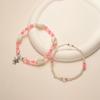 2-piece vacation ocean style alloy starfish pendant with colorful jelly beaded double layered women's anklet