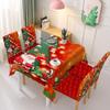 Christmas Polyester Waterproof Tablecloth with Printed Chair Covers Santa Claus Design Festive Decor