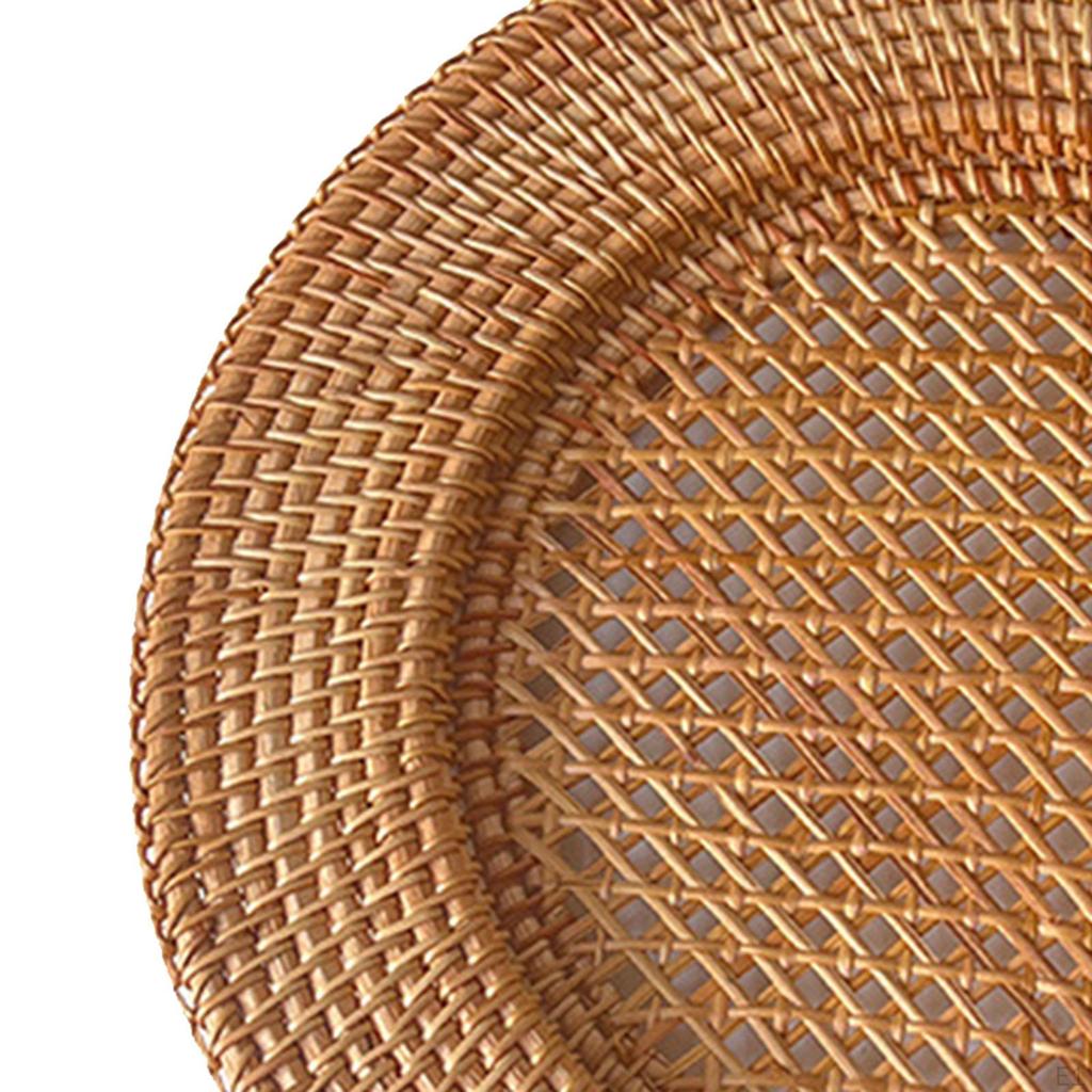 Rattan Charger Plate Fruit Tray Pantry Organizer for Formal Dinner Parties, Party Serving