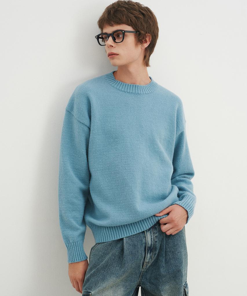 BLOND9 Alpha Crew Neck Round Knit_Sky Blue