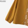 ZANZEA Women Print Patchwork Loose Casual O-neck Long Sleeve Blouse
