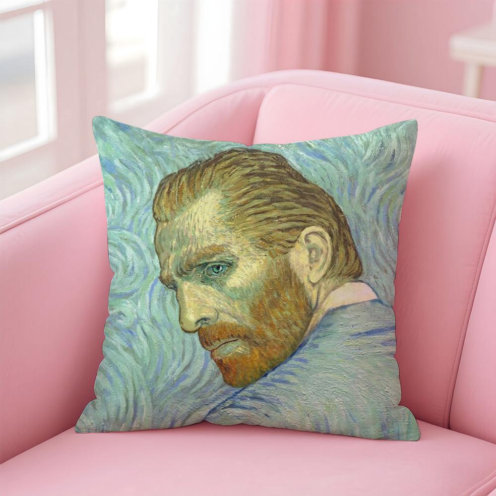 Van Gogh Starry Sky Oil Painting Cushion Cover Linen Pillowcase Cover Soft Decor for Sofa Home Room