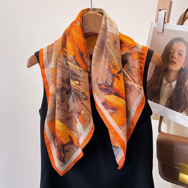 Ren Bomuld Dame Tørklæde Firkantet Foulard Dame Hals Hår Tørklæder Design Printet Hovedtørklæde Mode Pige Tørklæder 2023 Ny