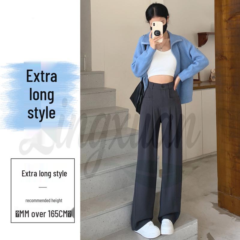 

2026 Women s High Waist Straight Leg Suit Pants: Casual, Slimming, Loose Fit for Spring & Autumn 2XL