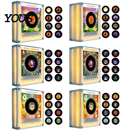 Scatola Musicale Magnetica Personalizzata Giradischi in Vinile Magnete per Frigorifero, con 9 Dischi Programmabili, Memoria da 128MB, Senza Musica, Set Magneti Luce Notturna LED, NFC per