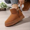 Spring and Autumn New Thick-soled Snow Boots Women's Muffin Bottom Velvet Fashionable and Comfortable Warm Side Zipper Short Boots