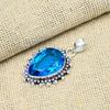 Blue Topaz Natural Gemstone Jewelry Pendent 925 Solid Sterling Silver For Wedding Gift