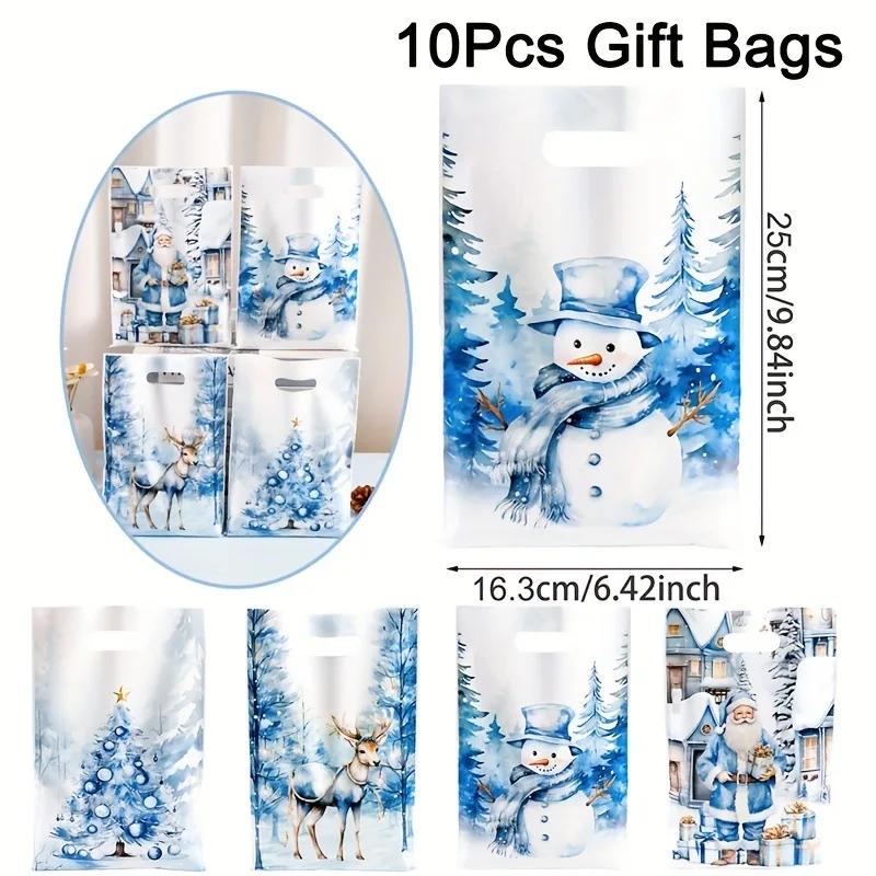 Christmas Party Favor Bag Cartoon Print Candy Tote Holiday Gift Exchange Bag Reusable Christmas Celebration Souvenir for Kids