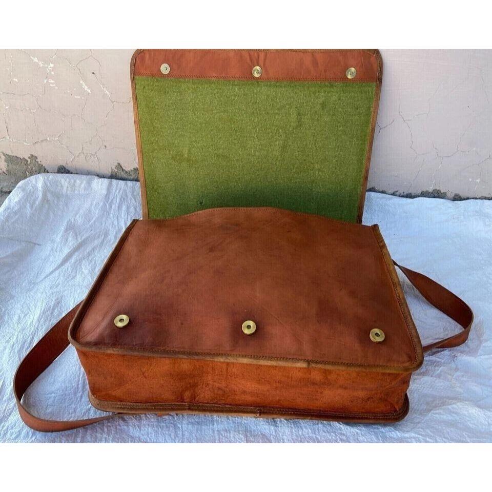 Geantă de umăr pentru laptop nou Genuine Vintage Satchel din piele lucrată manual