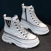 Fashion High quality 7CM White Platform Wedge Sneakers Chunky Shoes Genuine Leather Combat Boots Women Ankle Boots Spring Autumn Booties