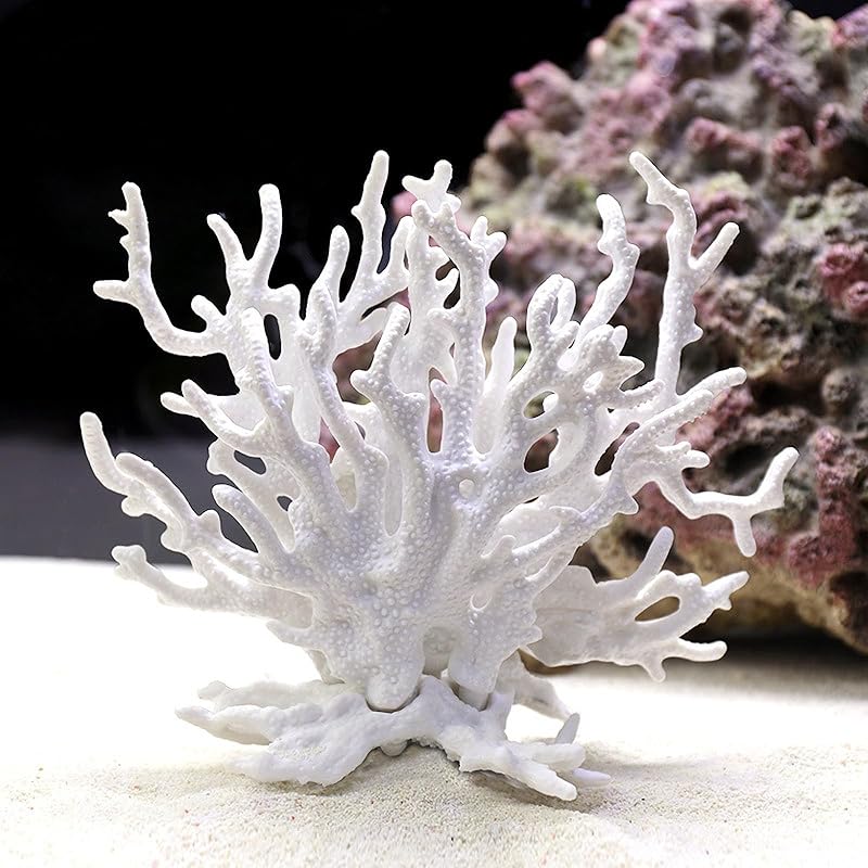 

Besimple Artificial Aquarium Coral Ornament Plastic Fish Tank Plants Decoration for Aquarium Landscape (Pink) білий