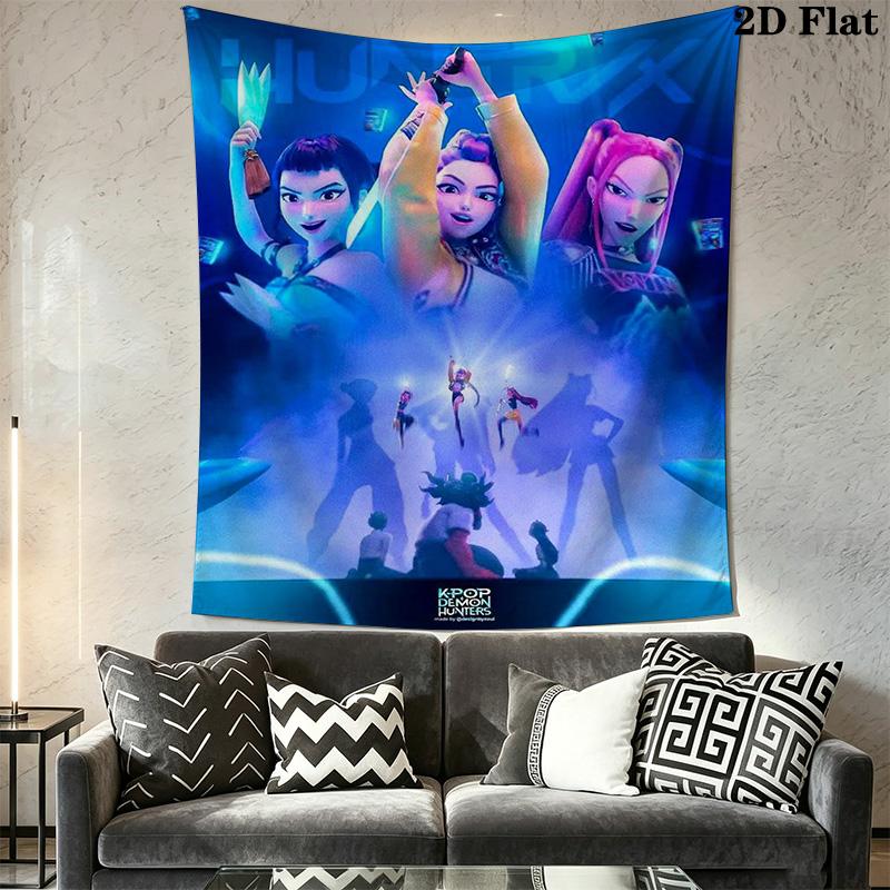 Playful Cartoon Girl Expression Set Tapestry Wallmounted Background Cloth Wall Covering Decoration Home Decor Background Cloth