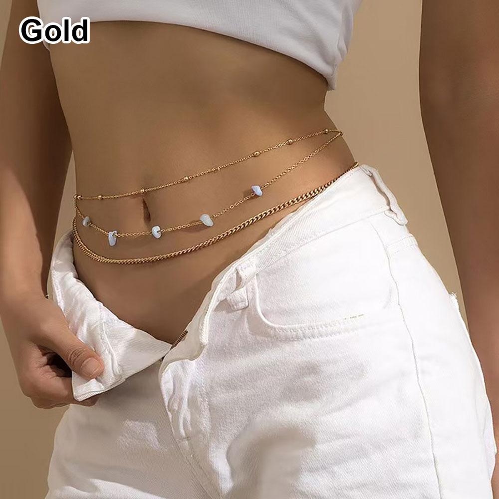 1Pcs Sexy Metal Alloy Rhinestone Waist Chain Multilayer Waistband Butterfly Shell Tassel Pendant Gold Belt Chain Summer Beach золотой