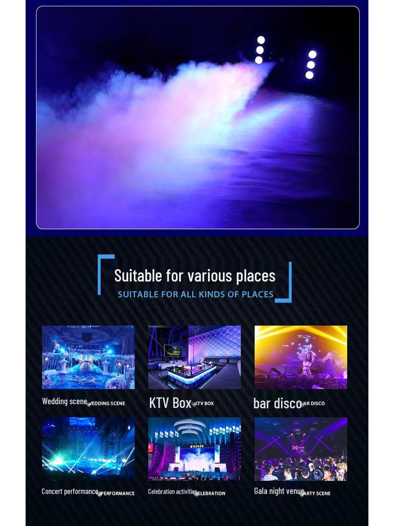 1500W LED Fog Machine with Remote Control, Electronic Temperature Control for Weddings and Bars