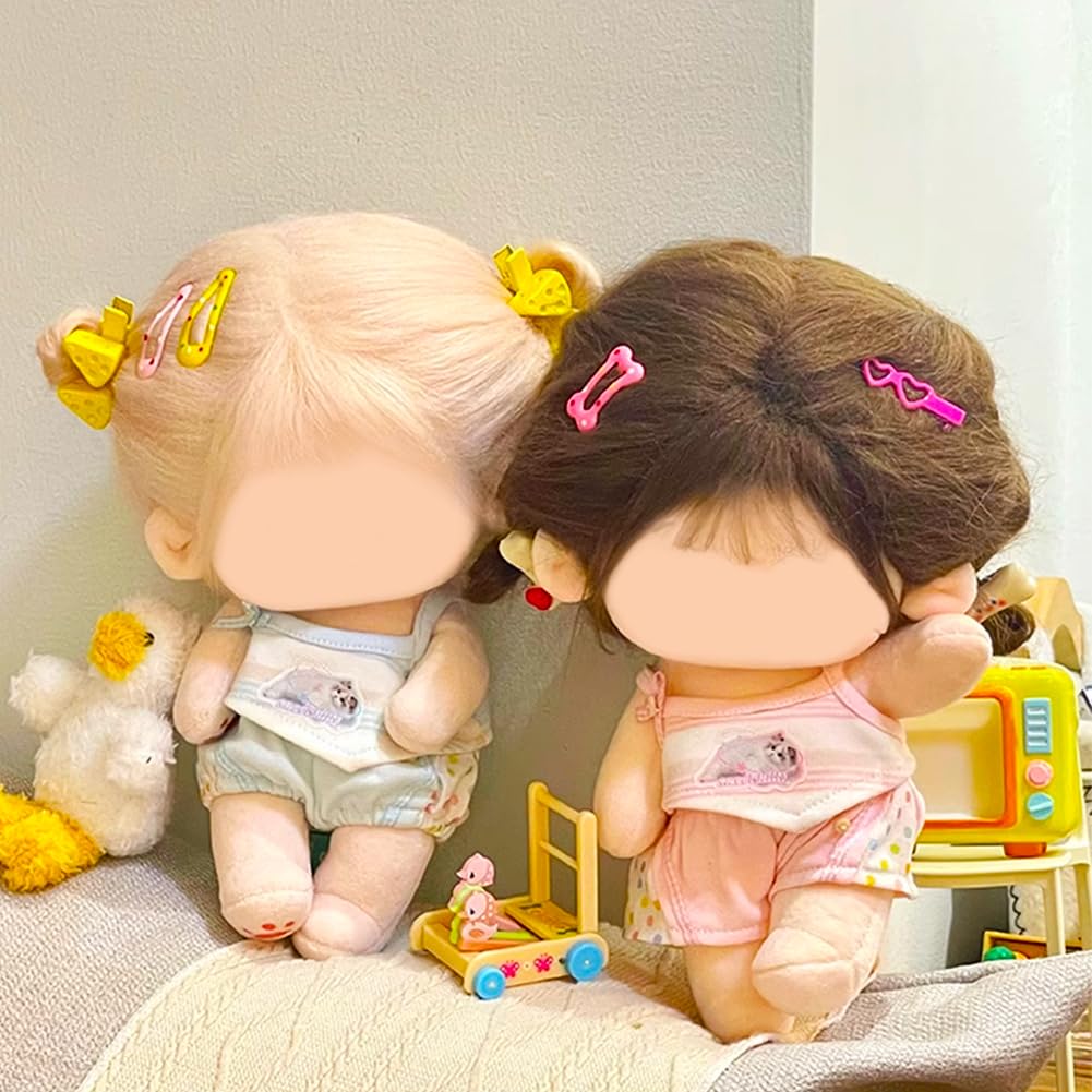 YUYAKESHI 20cm Cotton Doll Clothes, Cat Ornament, Doll Clothes, Kimono, Camisole, Vest, Cute Plush Clothes, 2-Piece Set (Pink)