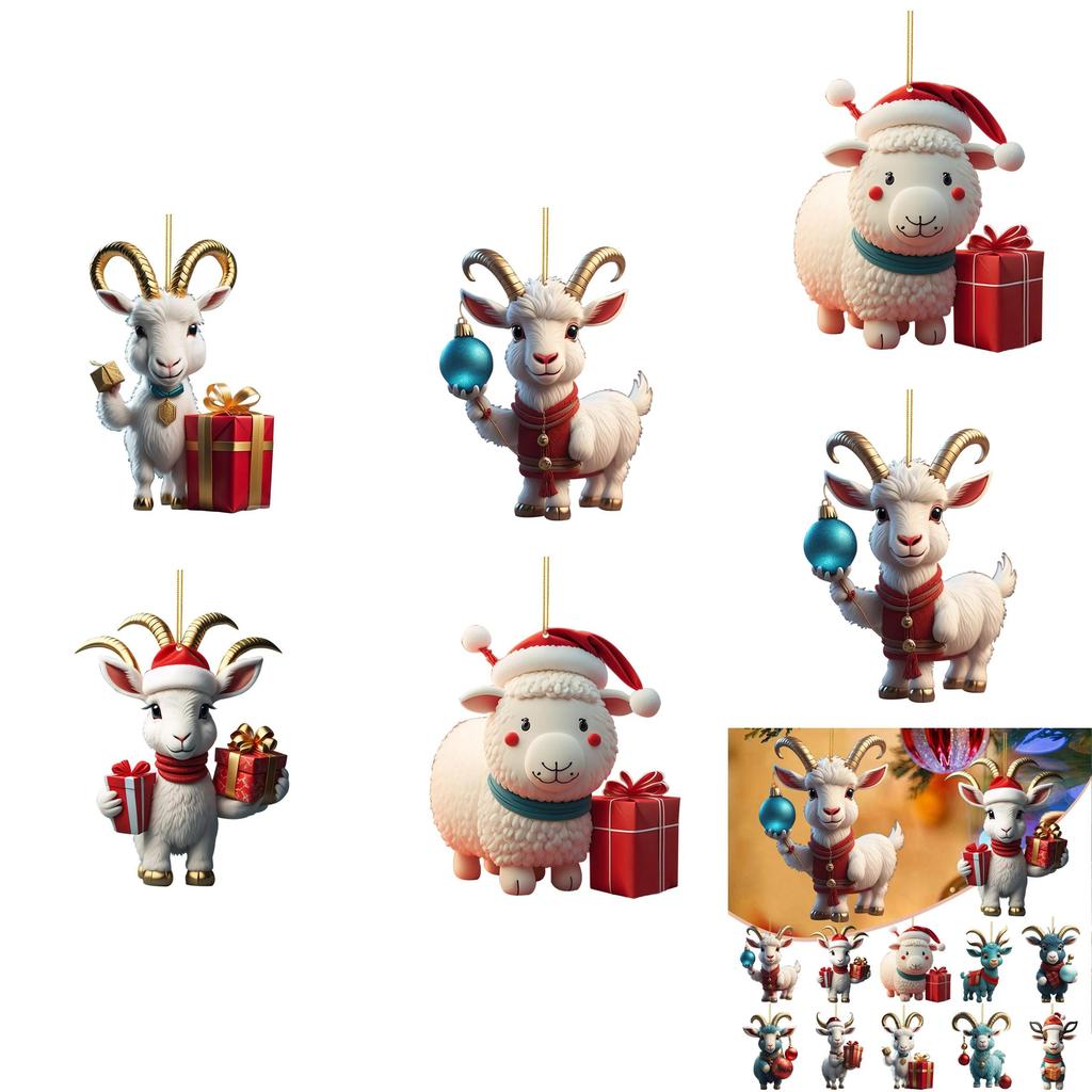 Entzückendes Cartoon-Ziegen-Auto-Hängeornament für Weihnachtsbaum-Hausdekoration