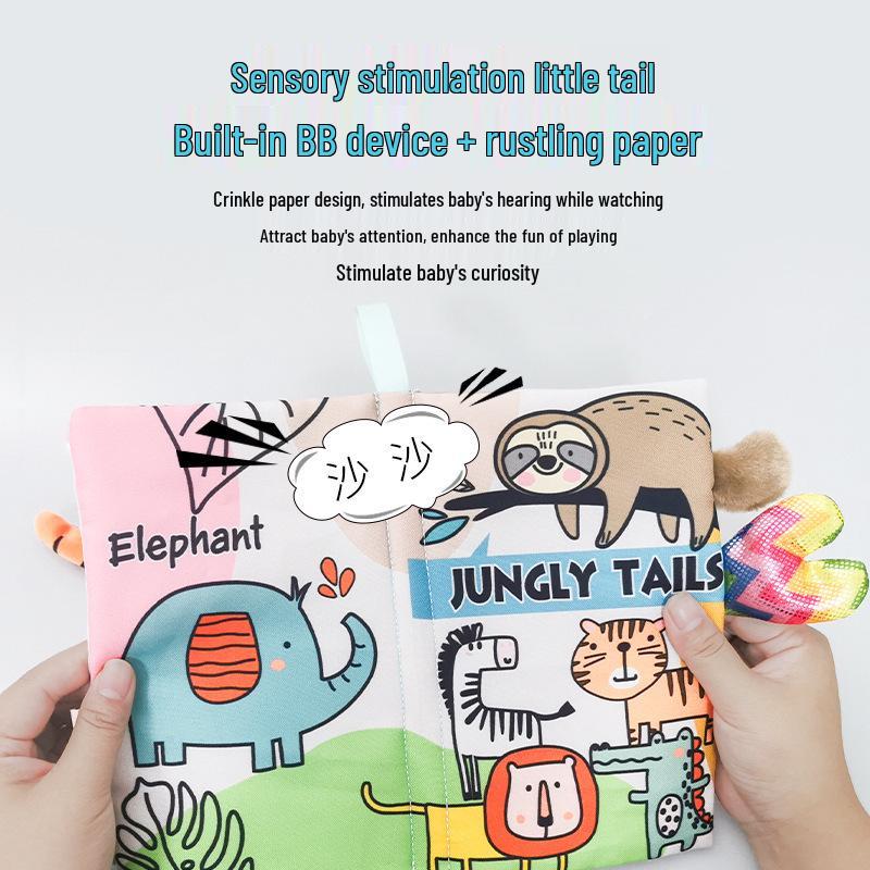 Aipinqi Baby Animal Tail Cloth Book – Tear-Resistant, Crinkle Paper Educational Toy for Early Learning.