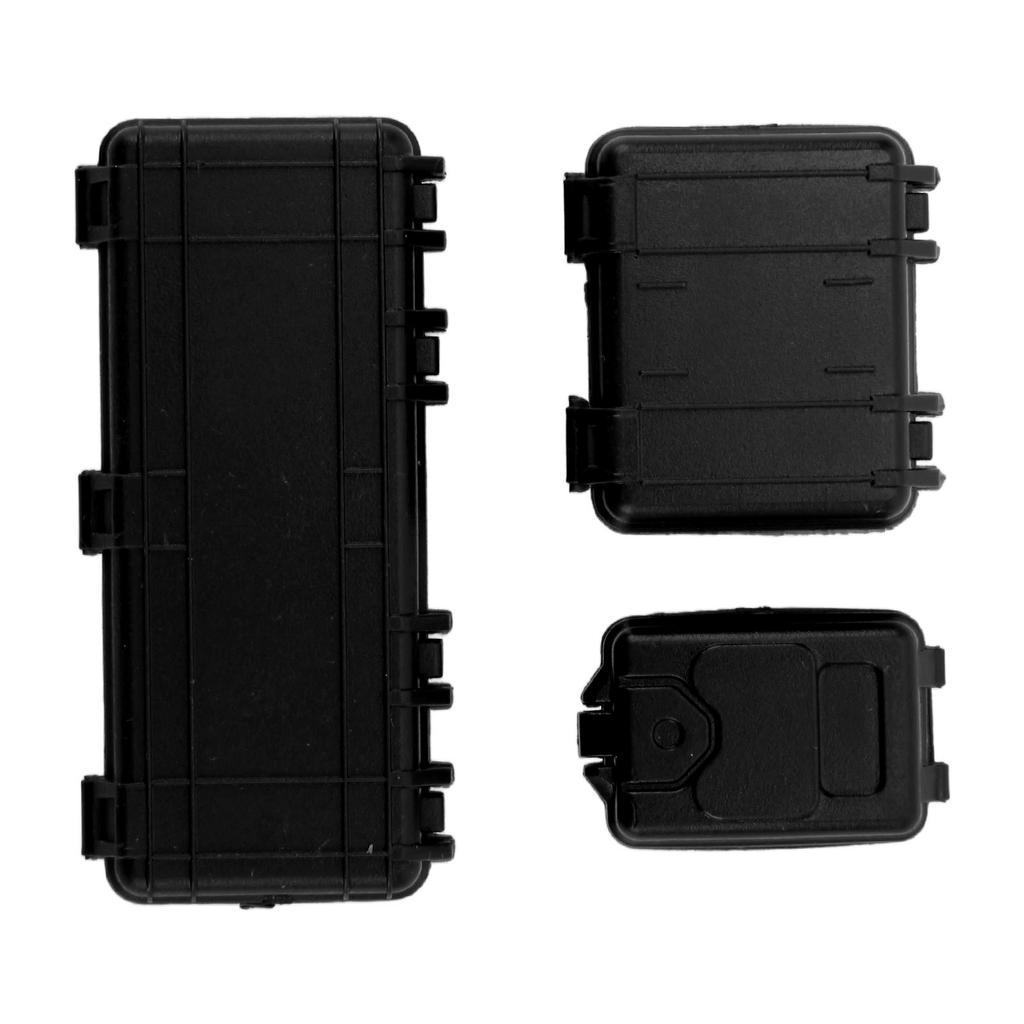 3 Pcs RC Car Simulation Luggage Case Large Medium Small RC Crawler Suitcase Decoration for 1/18 1/24 Black