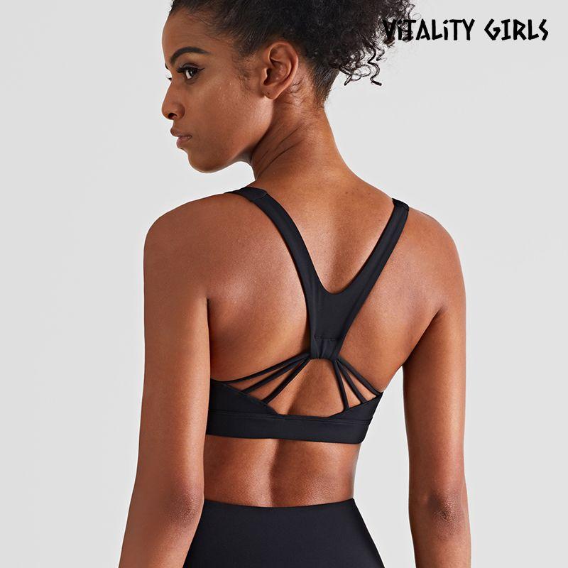 

Vitality Girls Exercise Intimates High Intensity Bubble Wrap Running V Word Hollow-out Beauty Back Aerobic Workout Bra Black M
