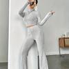 Slim Fit Solid Knit Tank Top Women's Set Long Sleeve ,casual Wear,fashion,t-shirt,women's Clothing