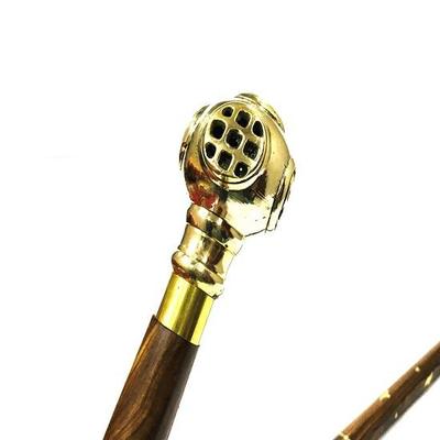 Royal Handicraft Designer Cane Walking Stick Brass Derby Handle Antique Victorian Wooden Walking Stick Brass Diving Helmet Handle Father's Day