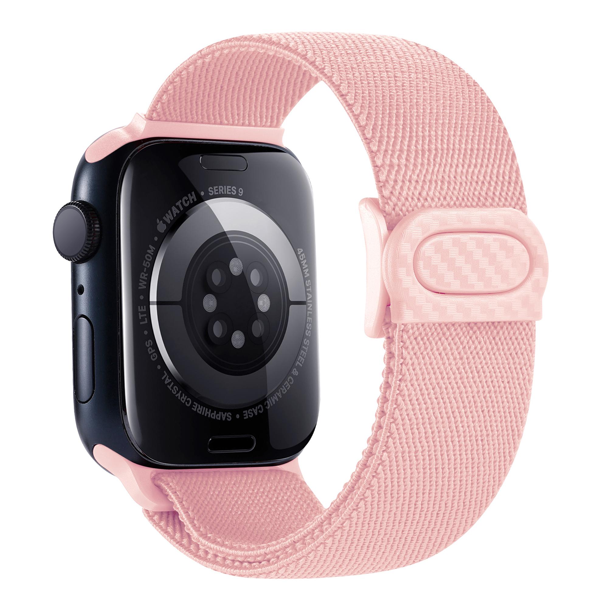 

Нейлоновый ремешок для Apple Watch 45мм 40мм 44мм 41 46мм 49мм Эластичный карбоновый браслет correa iWatch series 9 8 7 6 se Ultra 2 10 42 44 45 49 S10-46mm розовый
