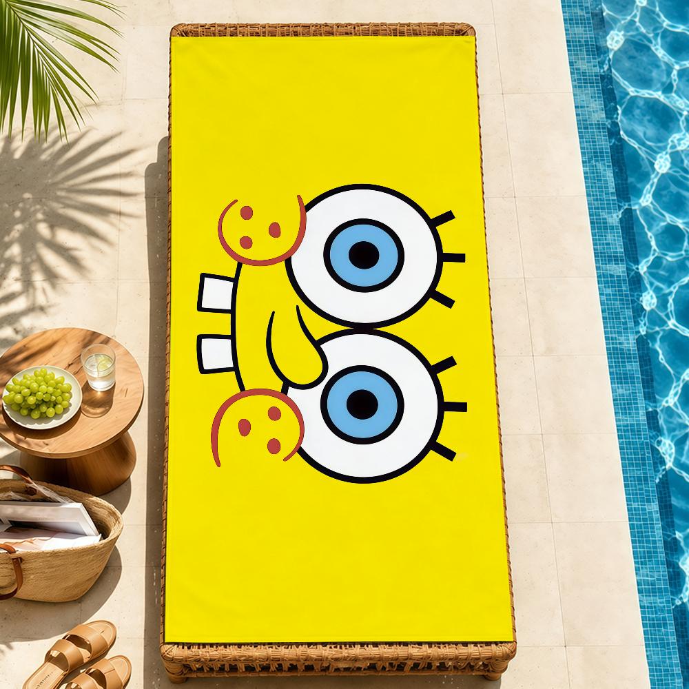 Beach Towels cute b-b-BobS-s Soft fun Quick Dry Pool cartoon s-S-S-SpongeS-eS bathing Towel Travel Gym Spa Camp sport face Gift