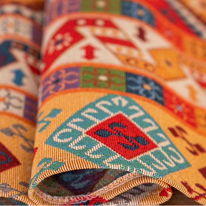 Bohemian Table Runner American Retro Polycotton Jacquard Tablecloth, Long Rectangular Farmhouse Dining Table Decor Bohemian Coffee Table Cover