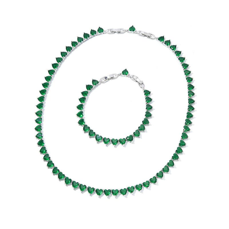 

Милый и прохладный слегка инкрустированный бриллиантами розовый браслет в форме сердца, ожерелье, комплект для женщин, легкие роскошные аксессуары в форме сердца Bracelet