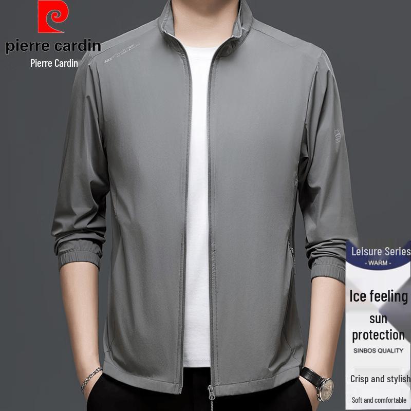 Pierre Cardin Men's Summer Ice Silk Stand-Collar Jacket