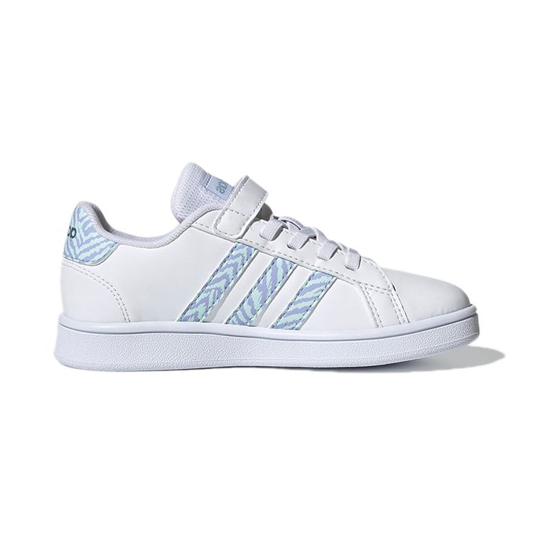 adidas Neo Grand Court Velcro Casual Low-Top Kids Sneakers Kids Sneakers White Blue Purple GW4852