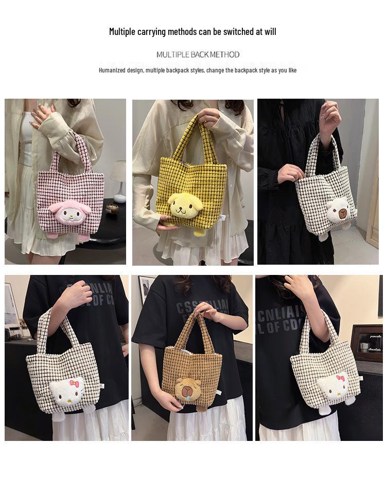 Adorable Plaid Bento Handbag: Japanese Korean Style for Commuting & Outings