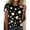 Mode Damen Blumenprint T-Shirt Lustiges Lässiges O-Ausschnitt Kurzarm T-Shirt Sommer Damen T-Shirt