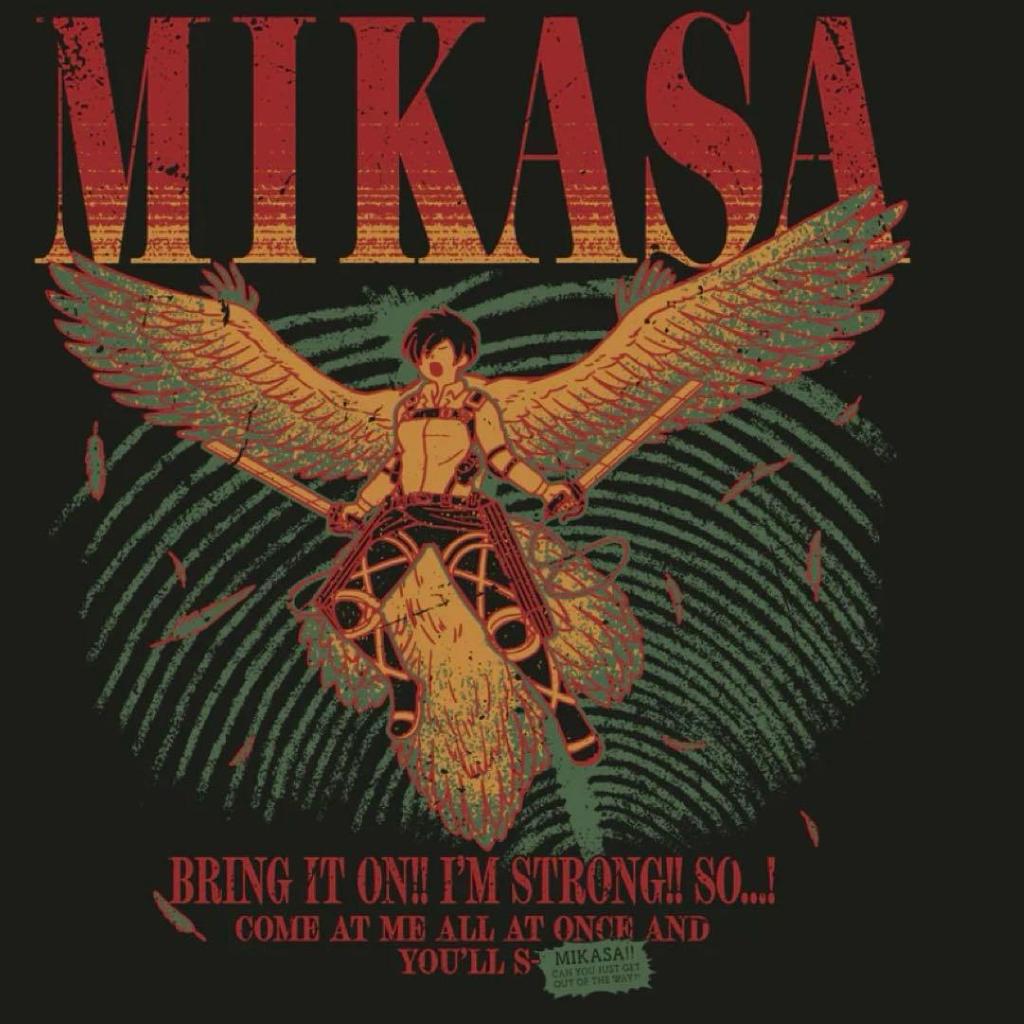 [USED] Attack on Titan Mikasa Ackerman Illustration T-Shirt 1 (Come on!! I'm strong!!)
