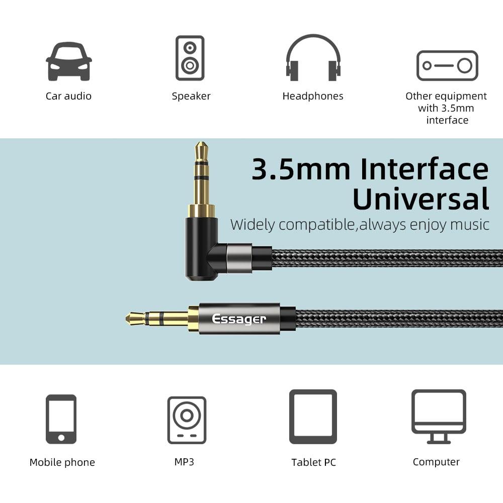 Essager AUX-Kabel 3,5 mm Klinke Audiokabel für Lautsprecherkabel Kopfhörer Auto 3,5 mm Klinke Hifi Aux Adapterkabel für Xiaomi mi Laptop