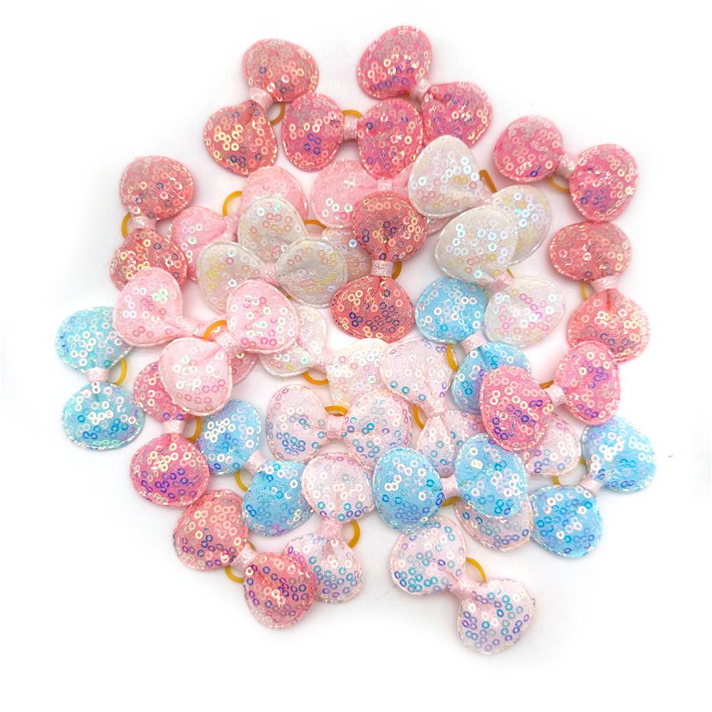50/100pcs Small Dog Hair Bows Pet Dog Hair Accessories Bows Cat Bows with Rubber Bands for Small Dogs Yorkshire Hair Decorate