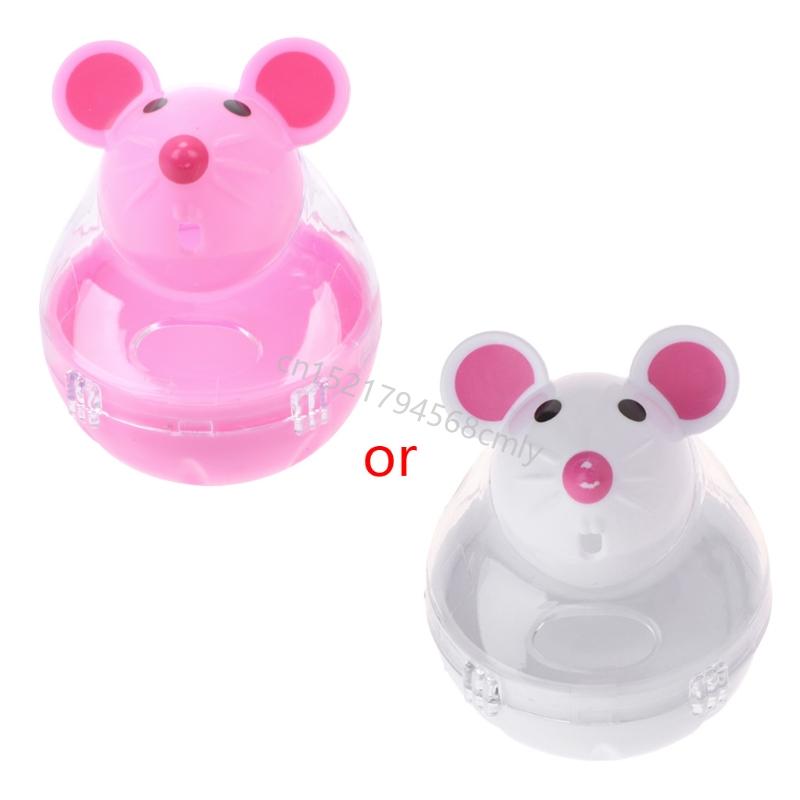 Teaser Toy Treat Disperser Automatic Interactive Mice Tumbler Swinging Mouse Feeder for Indoor Cats Kitten 6XDE