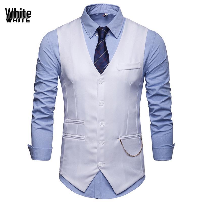

Men s European Style Nightclub Suit Vest Jacket M53 Accessories XXXL білий